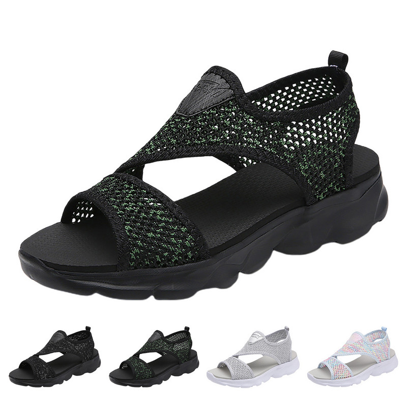 Sandale cu lățime lată pentru femei 10w Sandale pentru femei Mărimea 12 Plate femei vara cu plasă S Sandale pentru femei Sandale cu toc pentru femei