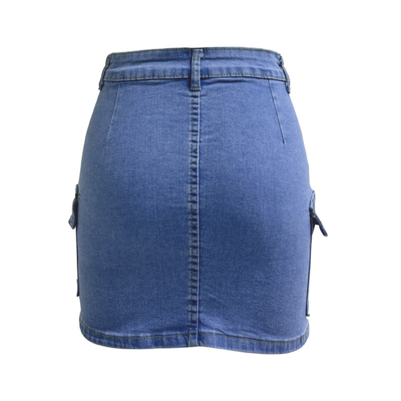 2024. aasta naiste teksaseelik Kevadsuvi Tänavarõivad Korea mood Seksikas Bodycon taskud Lühike teksaseelik