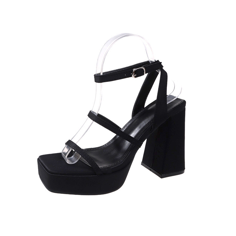 Női komfortcipő magas sarkú szandál öltöny női bézs 2024 nyári Espadrilles platform magas sarkú, alacsony fekete lányok blokk S