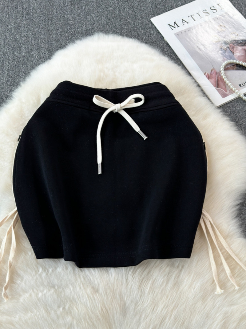 Korea Fashion Sprort seelikud naistele Nööriga elastne kõrge vöökohaga naiste miniseelik voodriga Suvise tänavarõivaste seelik Dropship