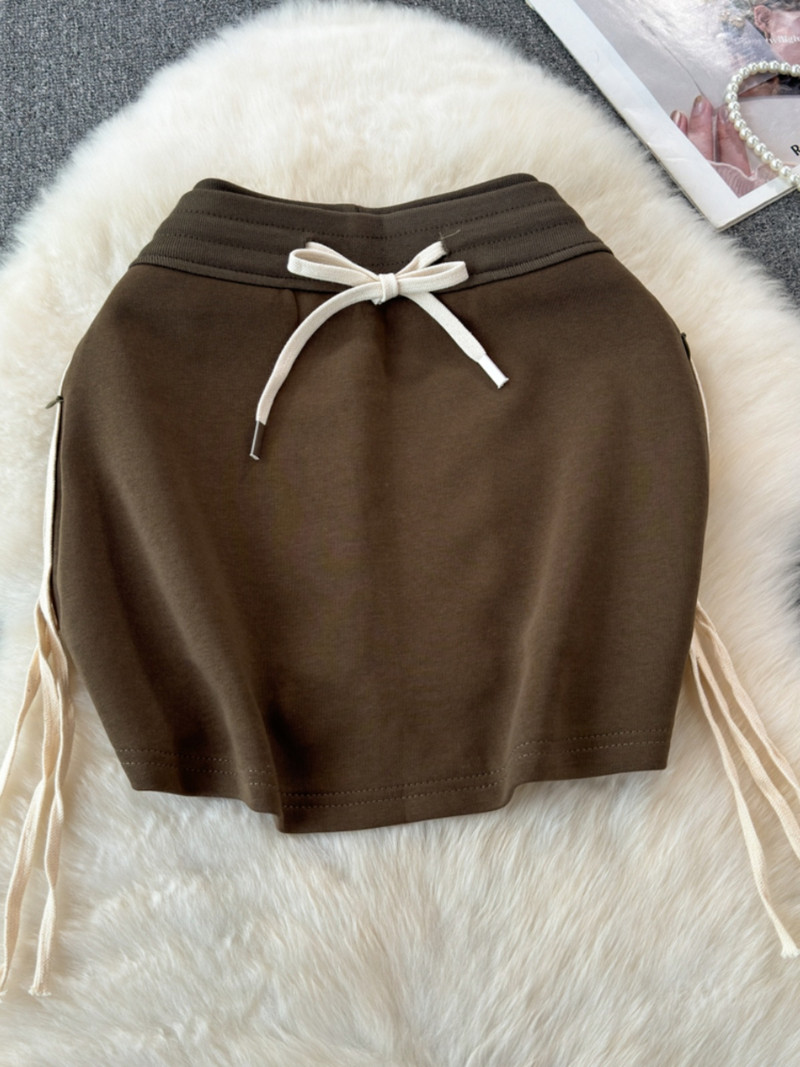 Korea Fashion Sprort seelikud naistele Nööriga elastne kõrge vöökohaga naiste miniseelik voodriga Suvise tänavarõivaste seelik Dropship