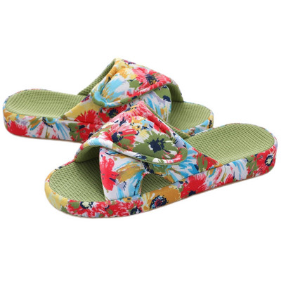 Pallene suvemajasussid naistele uus mood trükitud sandaalid hingavad vahvel puuvillased sisesussid avatud ninaga kodukingad