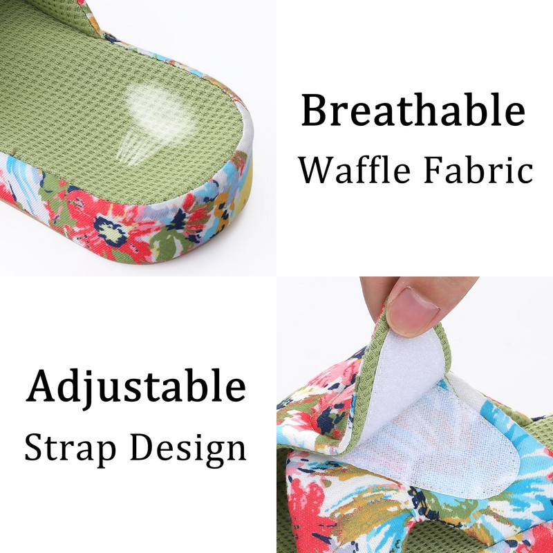 Pallene suvemajasussid naistele uus mood trükitud sandaalid hingavad vahvel puuvillased sisesussid avatud ninaga kodukingad