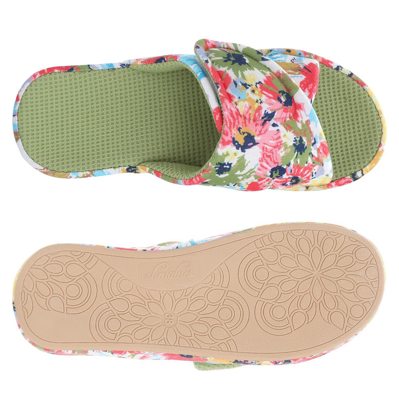 Pallene suvemajasussid naistele uus mood trükitud sandaalid hingavad vahvel puuvillased sisesussid avatud ninaga kodukingad