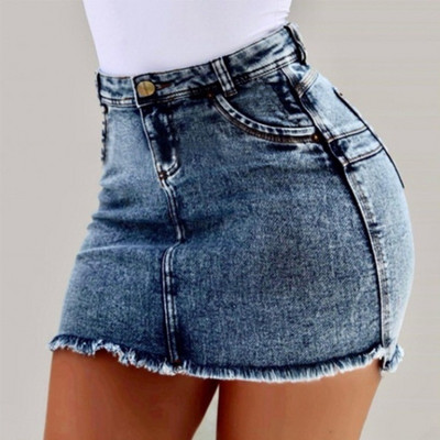 Fuste scurte de denim casual pentru femei 2024 de vară sexy pentru femei vintage înfășurate cu șold fustă mini pentru petrecere de stradă.