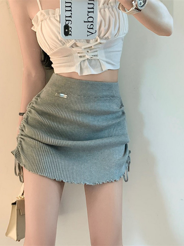 BUD Mini suknje Ženske tanke, seksi vruće slatke djevojke Jednostavne majice Dizajnirane novosti Proljetna ulična odjeća Visokog struka Chic Moda