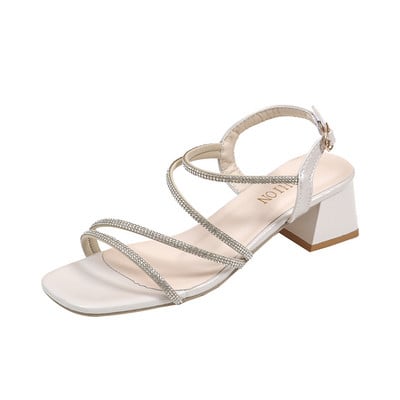 Ljetne niske sandale 2024. Žensko kožno odijelo Ženske bež Ženske cipele Visoke potpetice Niske potpetice Crne Udobne Nove djevojke Fas