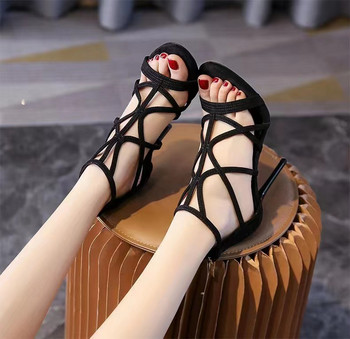 2024 Летни сандали на висок ток за дамски костюм Женски бежови дамски обувки Кръстосани обувки Еспадрили Платформа Модни висок ток Bla