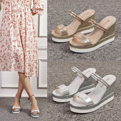 Niske sandale s otvorenim prstima Žensko kožno ljetno odijelo 2024. Ženske bež klompe Ženske cipele na tanku petu Velike veličine Nove crne