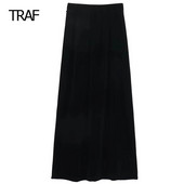 Μίντι βελούδινη φούστα TRAF Γυναικείες φούστες Χειμερινή άνοιξη Μαύρη μεσομεσαία αισθητική φούστα Νέα σε φούστα μακριές φούστες για γυναίκες μόδα
