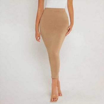 Дамска пола с обвивка на ханша 2023, лято 2023, едноцветна, висока, еластична талия, стилна, елегантна рокля за пътувания