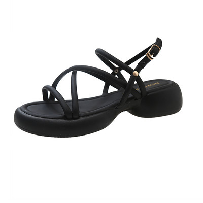 Τσόκαρα με τακούνι 2024 Καλοκαιρινό ψηλά πέδιλα Γυναικεία γυναικεία παπούτσια Espadrilles Πλατφόρμα Πόρπη λουράκι Med Χοντρό ψηλοτάκουνο κοριτσίστικο λάκα