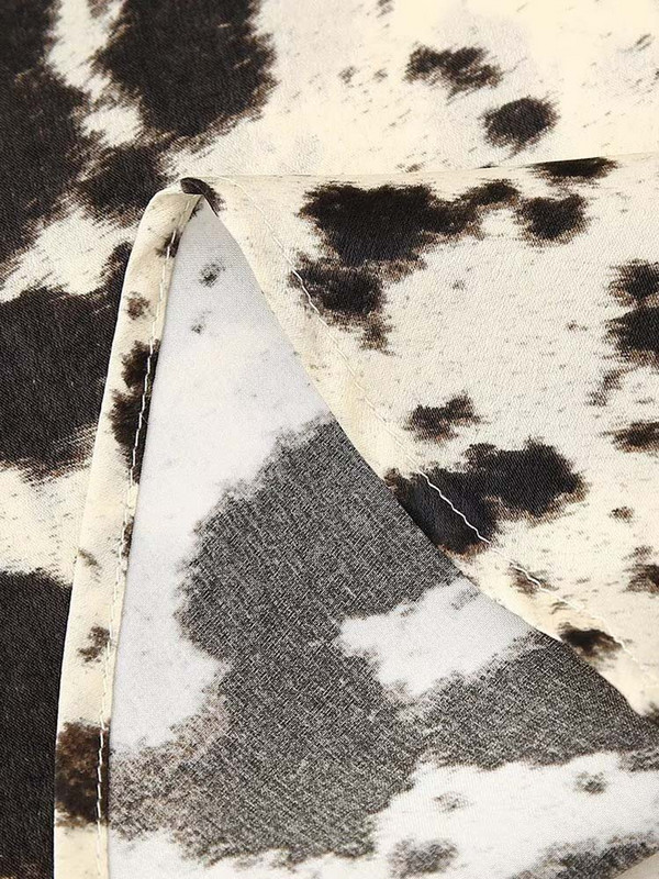 Moeloomade mustriga satiin midi seelik Naiste 2024 Suvine Leopard pikk seelik õhuke Rand Naiste alumine INKEO 4B006