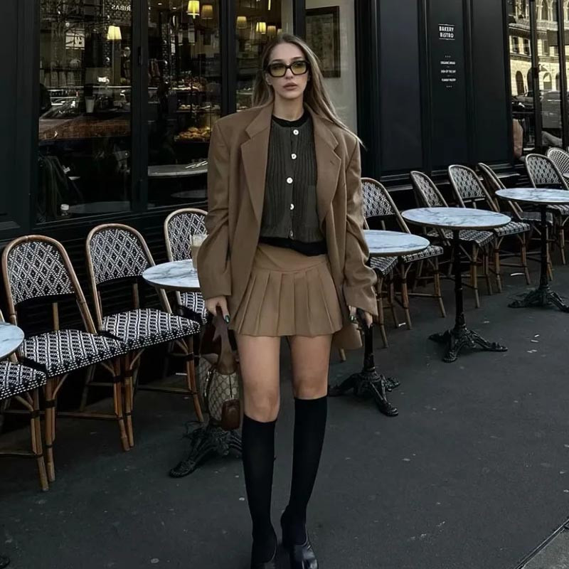 TRAF Μίνι πλισέ γυναικεία φούστα Φθινοπωρινή χειμερινή περιτύλιξη Φούστα με φερμουάρ στη μέση κοντή πλευρά Κομψές φούστες σχεδιαστών Γυναικεία πολυτέλεια