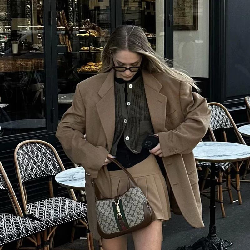 TRAF Μίνι πλισέ γυναικεία φούστα Φθινοπωρινή χειμερινή περιτύλιξη Φούστα με φερμουάρ στη μέση κοντή πλευρά Κομψές φούστες σχεδιαστών Γυναικεία πολυτέλεια