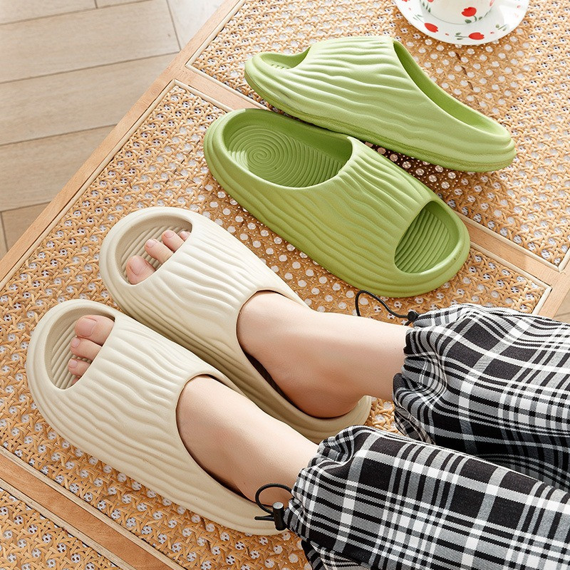 Nyári szandál Új Eva Kreatív keserű dinnye papucs női csúszásmentes kültéri strand vastag talpú puha fürdőszoba papucs cipő