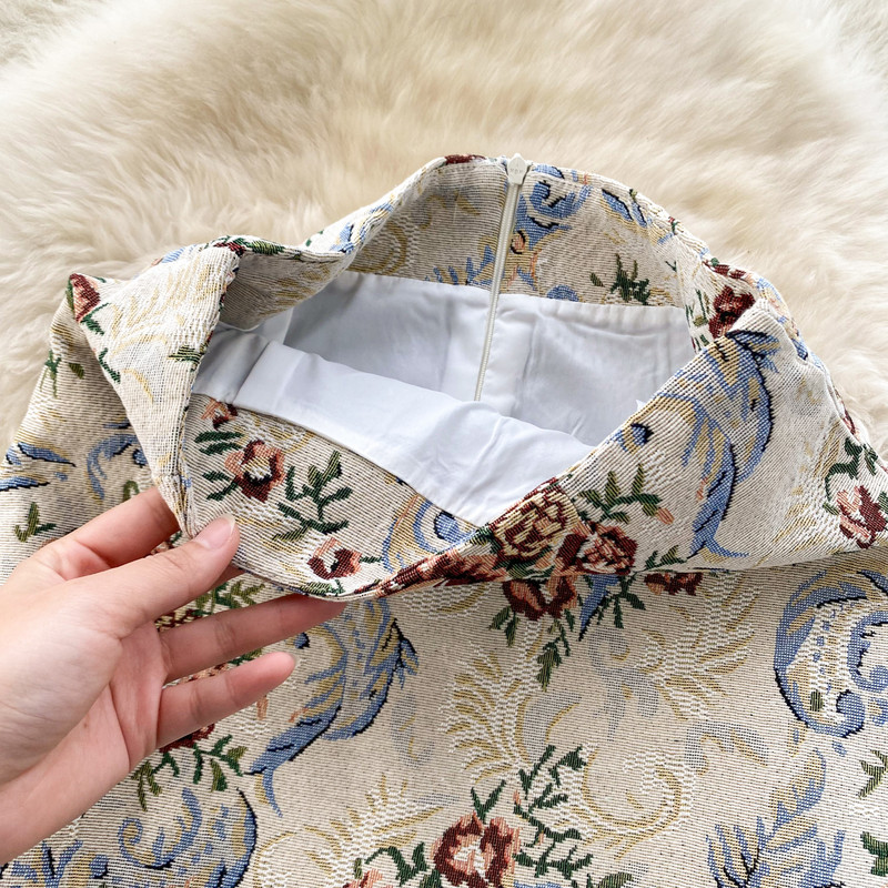 Francia elegáns hosszú szoknya női virágos hímzés A-vonalú magas derekú szoknya Faldas Ajustadas női elegáns őszi szoknya Dropship