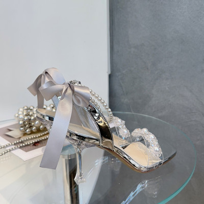 Perle Strass Damă Tocuri Înalte 2023 Sandale Elegante Femei Toc Subțire Transparente Pantofi de petrecere Sandale Moda Femei 34-39
