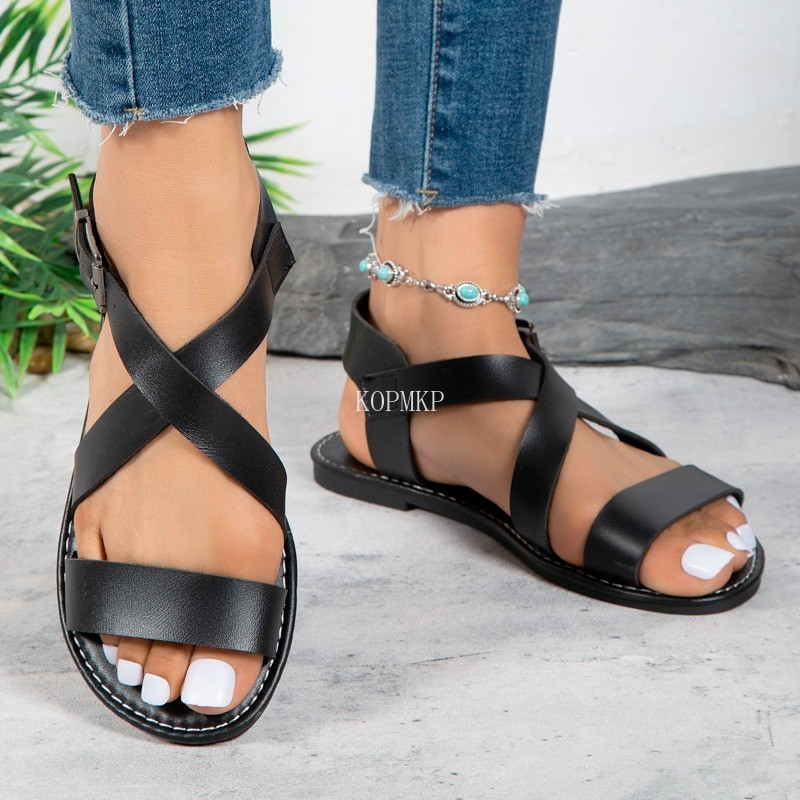 Cipele s otvorenim prstima Ženske sandale Ljetne ležerne sandale s otvorenim prstima Cipele s ravnim donjim dijelom Seksi elegantne sandale na petu Plus 36-43