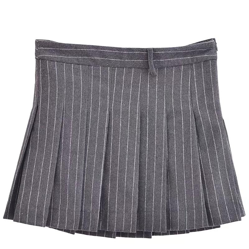 TRAF prugasta plisirana suknja Ženske suknje Jesen Zima Mini mješovita suknja srednjeg struka Elegantne dizajnerske suknje za zabave Ženske luksuzne