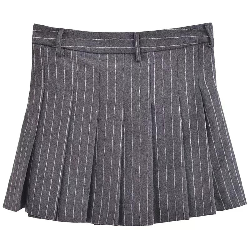 TRAF prugasta plisirana suknja Ženske suknje Jesen Zima Mini mješovita suknja srednjeg struka Elegantne dizajnerske suknje za zabave Ženske luksuzne