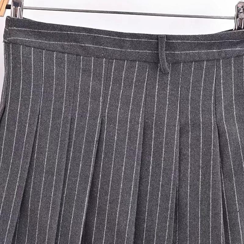 TRAF prugasta plisirana suknja Ženske suknje Jesen Zima Mini mješovita suknja srednjeg struka Elegantne dizajnerske suknje za zabave Ženske luksuzne