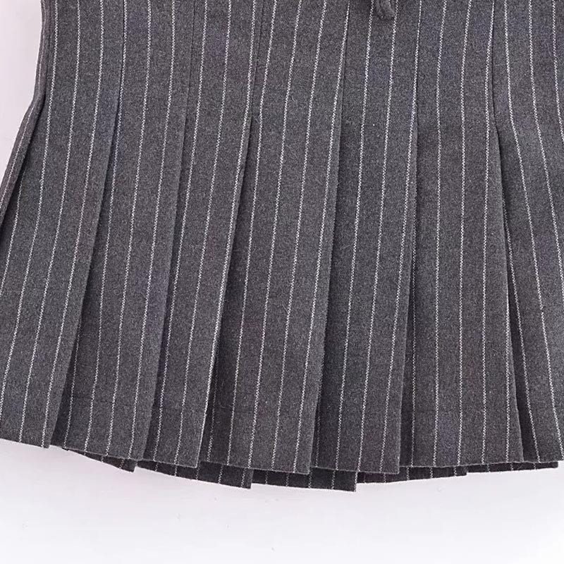 TRAF prugasta plisirana suknja Ženske suknje Jesen Zima Mini mješovita suknja srednjeg struka Elegantne dizajnerske suknje za zabave Ženske luksuzne