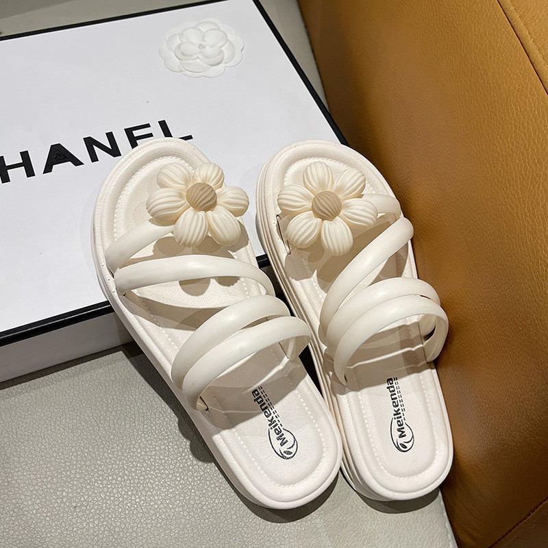 Ženske papuče, cvjetni neklizajući vilinski stil, modne kuće, sandale s debelim dnom za unutarnju upotrebu, ženske cipele