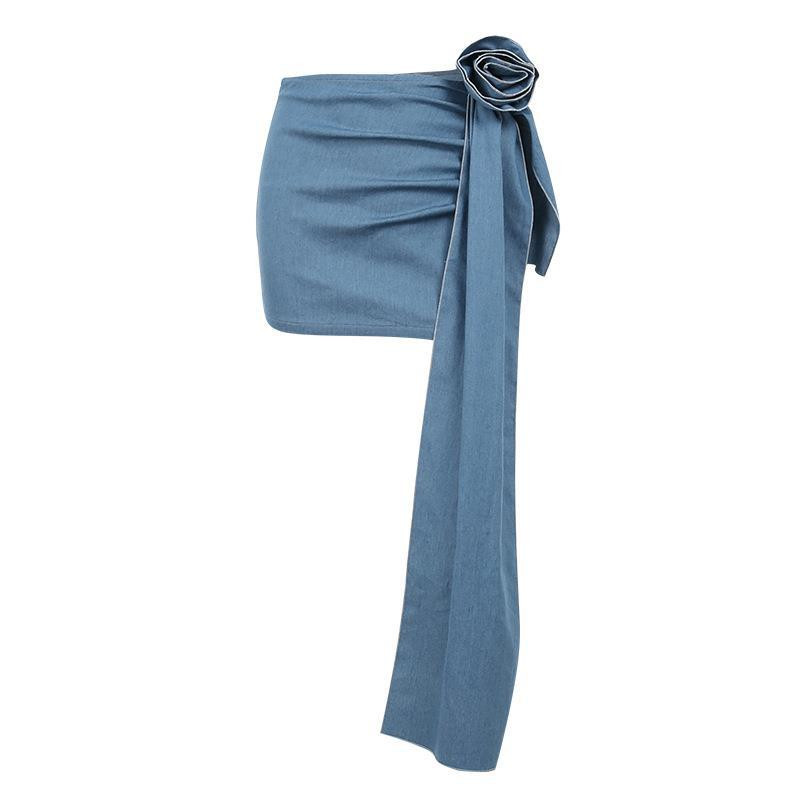 Γυναικεία δεμένα λουλούδια Skinny φούστα σε γραμμή Α Summer Spice Girl Street Όμορφη μόδα φούστα