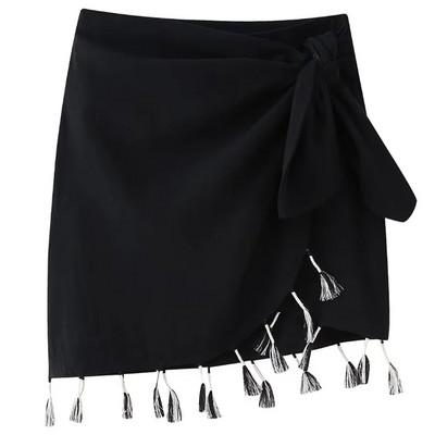 TRAF Mini suknje s resama Ženska suknja Proljeće ljeto 2024. Kratka suknja s mašnom s visokim strukom Elegantna ženska modna suknja u trendu