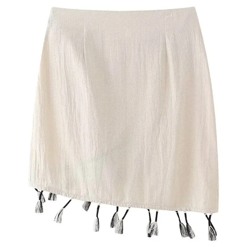 TRAF Mini suknje s resama Ženska suknja Proljeće ljeto 2024. Kratka suknja s mašnom s visokim strukom Elegantna ženska modna suknja u trendu