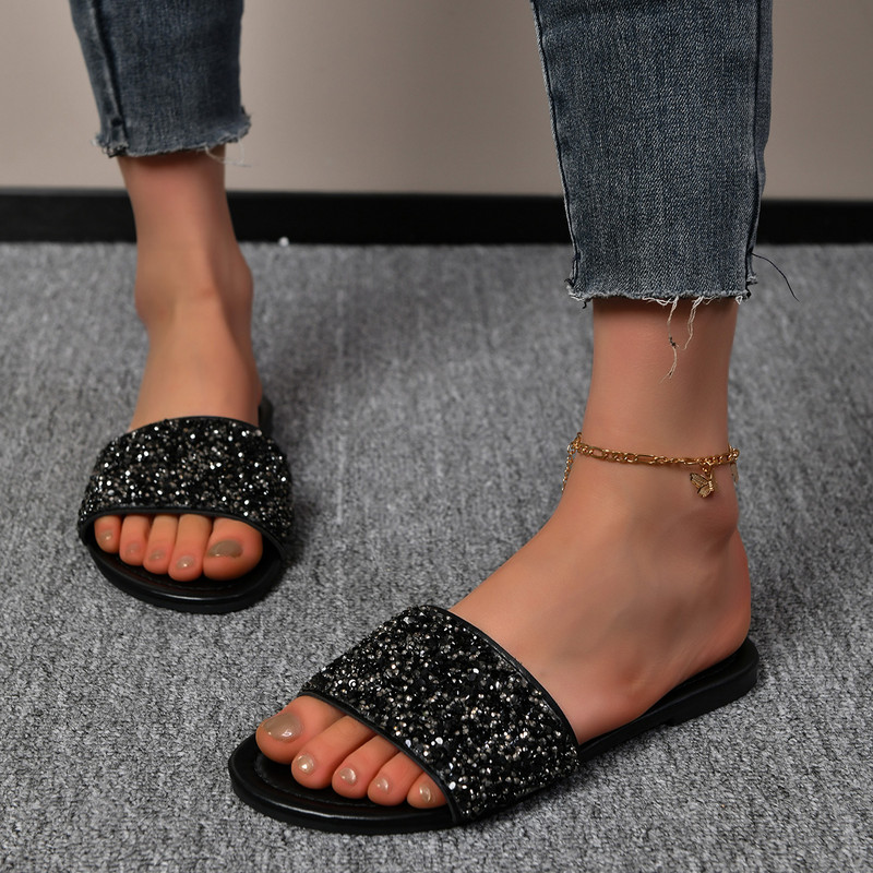 Naised, lamedad sussid rannasandaalid, suvised varvastega plätud, 2024. aasta luksuslikud jalanõud, ruudukujulised varvastega slaidid naistele