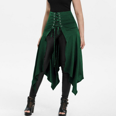 Gooti seelik must keskaegne vintage kõrge vöökohaga seelik, nööriga Ebaregulaarne vihmavarjuseelik Festival Steampunk pikad seelikud naistele