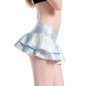 ženska ljetna seksi klub bar srebrna zlatna mini suknja od imitacije kože kratka suknja niskog struka plisirana suknja A kroja s pupoljcima