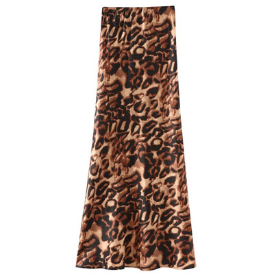 TRAF Leopardimustrilised seelikud Naiste seelikud, kevadsuvi 2024 Moodne kõrge vöökohaga pikk seelik šikk ja elegantne luksuslik naiste seelik