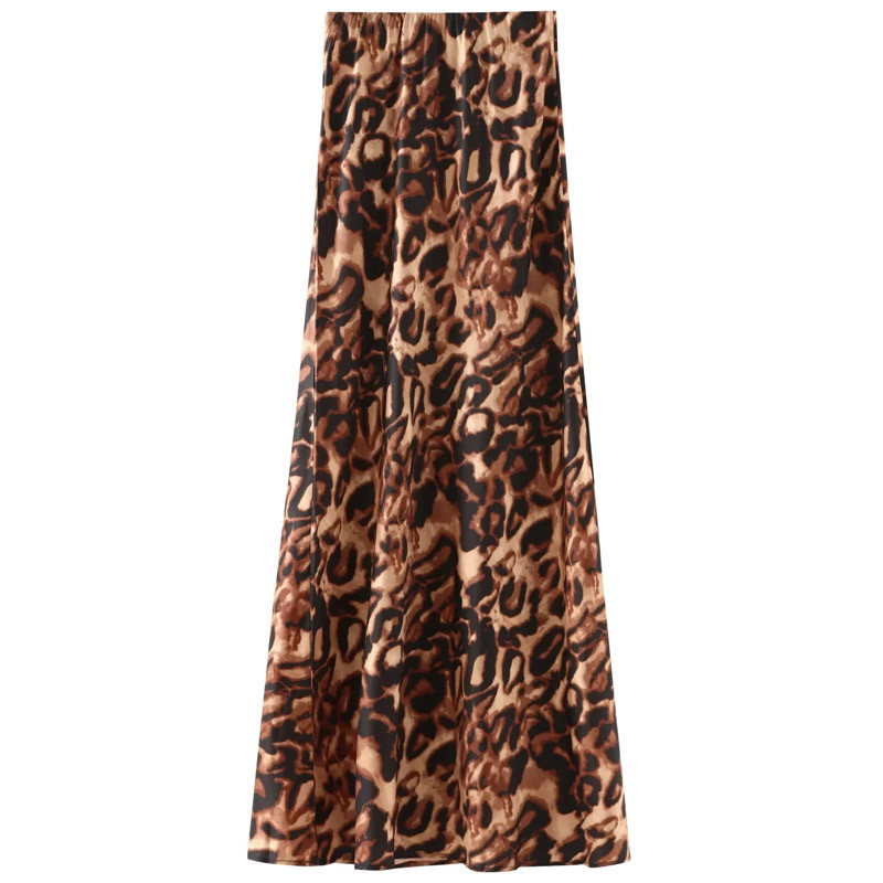 TRAF Leopardimustrilised seelikud Naiste seelikud, kevadsuvi 2024 Moodne kõrge vöökohaga pikk seelik šikk ja elegantne luksuslik naiste seelik