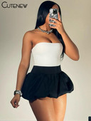 Cutenew sažete prikladne suknje s pupoljcima Ženske ljetne nove čvrste elastične plisirane kratke hlače visokog struka Ženska osnovna ulična odjeća