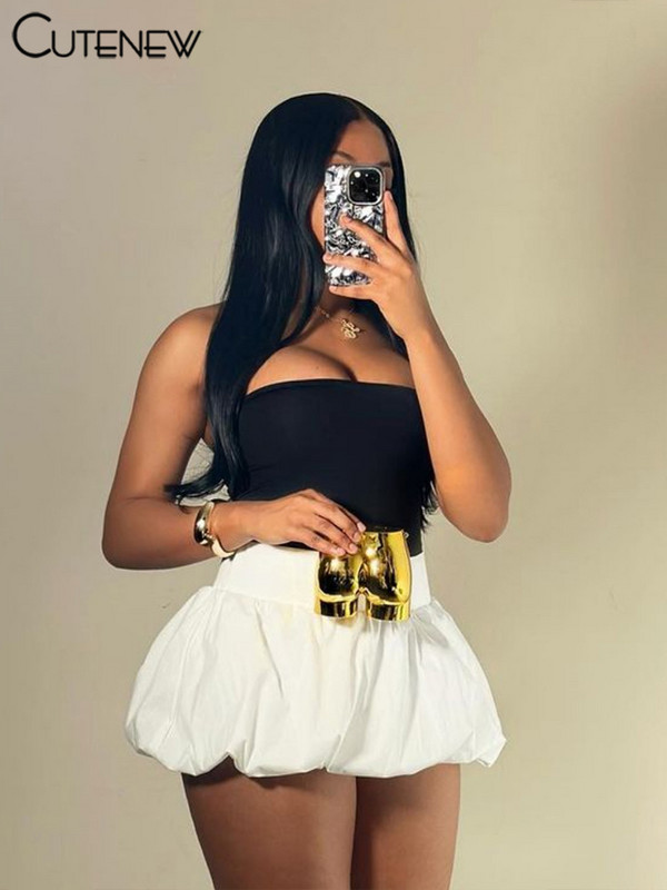 Cutenew sažete prikladne suknje s pupoljcima Ženske ljetne nove čvrste elastične plisirane kratke hlače visokog struka Ženska osnovna ulična odjeća