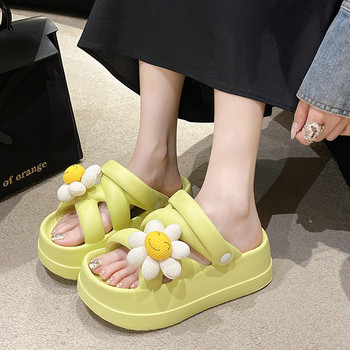 2023 Дамски обувки Дамски сандали с приплъзване Висока водоустойчива платформа Плоски с ежедневни чехли Дамски цветя Сладки сандали Дамски