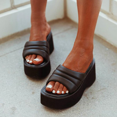 Mărimea 35-43 Sandale de vară cu platformă nou-nouțe pentru damă, la modă Pane solide, cu tocuri înalte, papuci pentru femei, ocazional, pentru petrecere, papuci pentru femei.