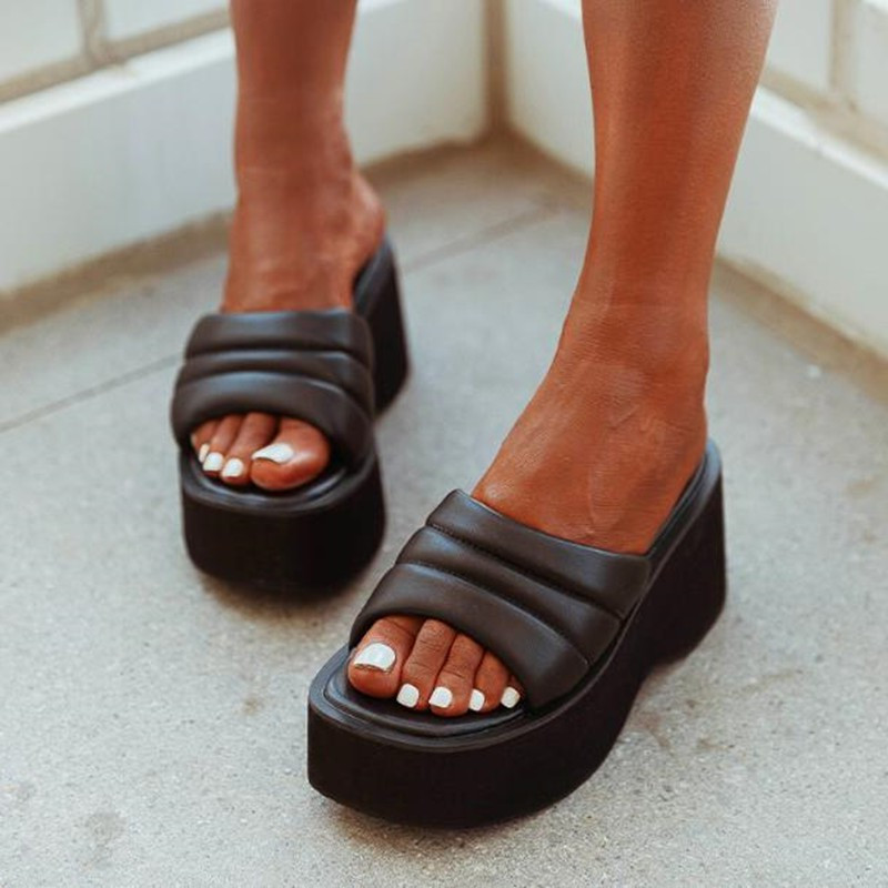 Mărimea 35-43 Sandale de vară cu platformă nou-nouțe pentru damă, la modă Pane solide, cu tocuri înalte, papuci pentru femei, ocazional, pentru petrecere, papuci pentru femei.