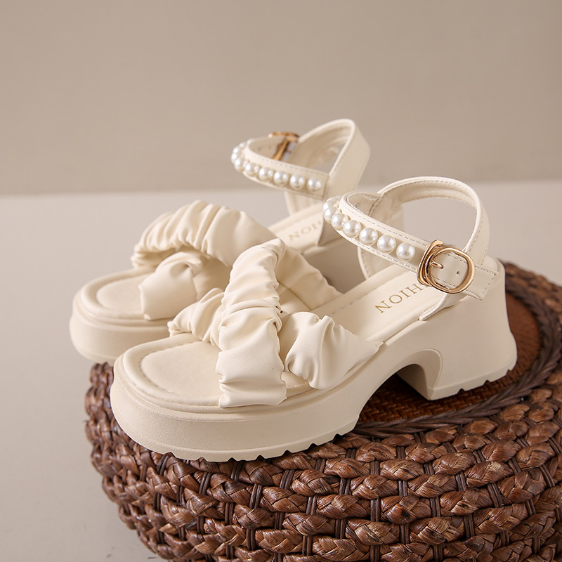 2023. aasta suvi, uued avatud varvastega pärlmutterihm, paksu tallaga veekindlad platvormsandaalid naistele, paksu tallaga kingad naistele