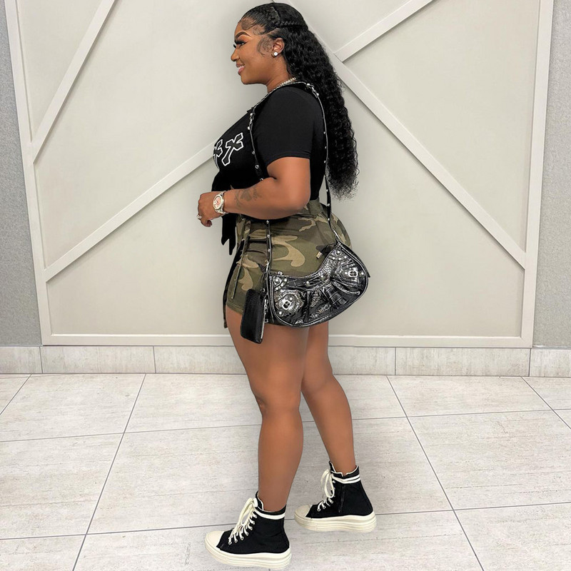 Kamuflažna mini kargo suknja kratke hlače Y2k Streetwear Ženske kauzalne uzdužne suknje Modne printane ležerne kratke hlače High Street 2023.