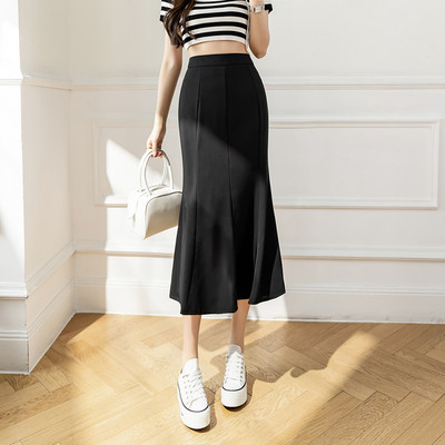 2024. Proljeće ljeto Nove midi suknje visokog struka za žene Uredske dame Elegantne suknje sirena Jednostavna ležerna duga suknja Faldas Mujer