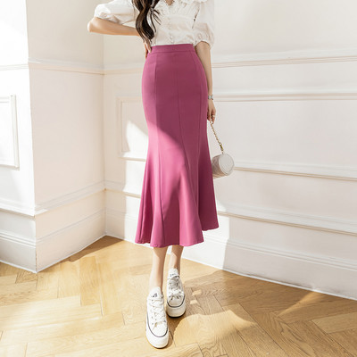 2024. Proljeće ljeto Nove midi suknje visokog struka za žene Uredske dame Elegantne suknje sirena Jednostavna ležerna duga suknja Faldas Mujer