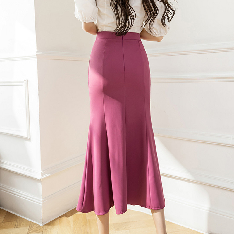2024. Proljeće ljeto Nove midi suknje visokog struka za žene Uredske dame Elegantne suknje sirena Jednostavna ležerna duga suknja Faldas Mujer
