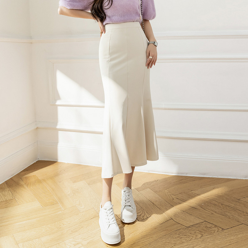 2024. Proljeće ljeto Nove midi suknje visokog struka za žene Uredske dame Elegantne suknje sirena Jednostavna ležerna duga suknja Faldas Mujer