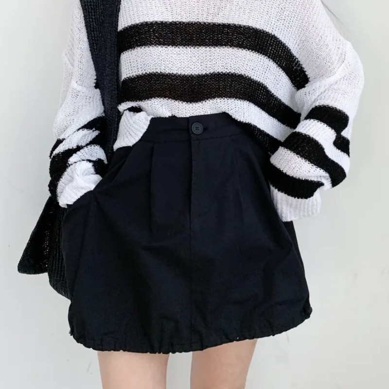 DEEPTOWN korejska suknja s mjehurićima Ženska ulična odjeća visokog struka A-kroja s uzicama s velikim džepovima Vintage Mini Cargo suknja Ljeto, ležerno