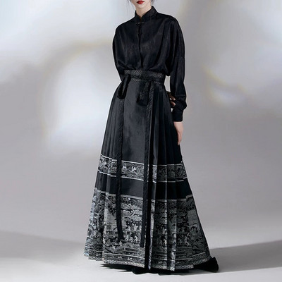 Suknja s naborima Suknja Ležerna kineska tradicionalna hanfu ulica za izlaske u proljeće i ljeto Pogodna za dnevno slobodno vrijeme