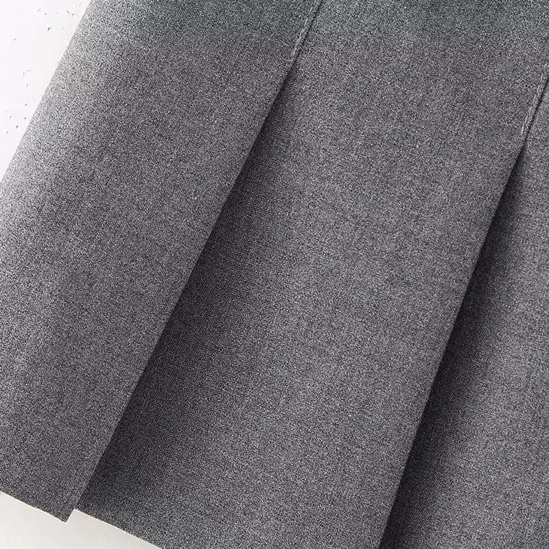 TRAF hajtogatott szürke szoknya divatos női szoknyák tavaszi nyár mini közép derék rövid szoknya Koreai stílusú szoknyák Elegáns közösségi szoknya